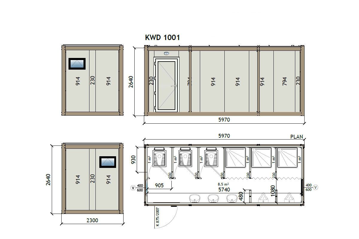 WC - Shower Container KW6 230X600