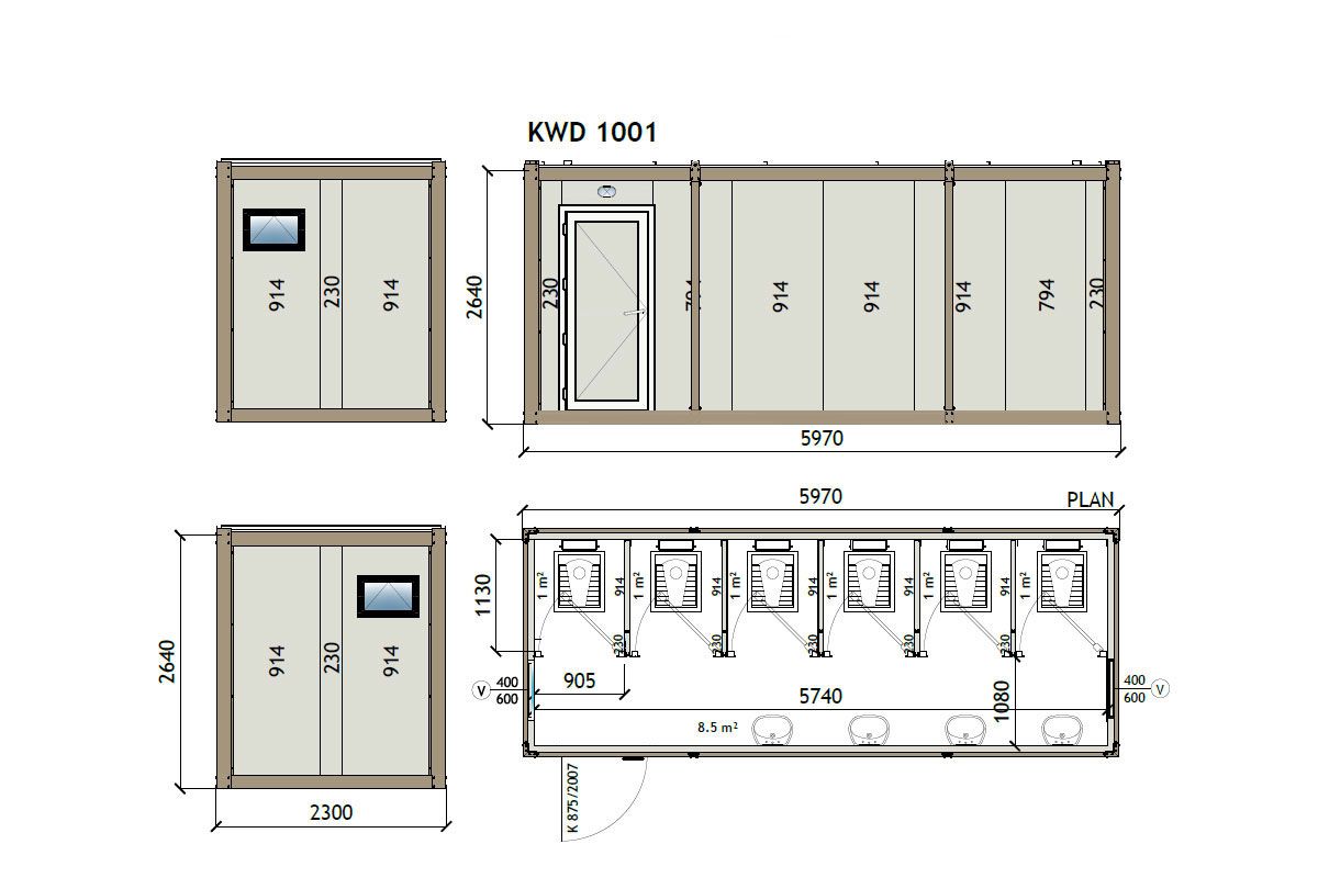 Cabine de toilettes KW6 230X600